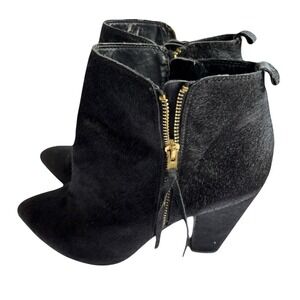 Steve Madden JORLYNN Black Cow Hair Ankle Boots Pointed Toe Edgy M